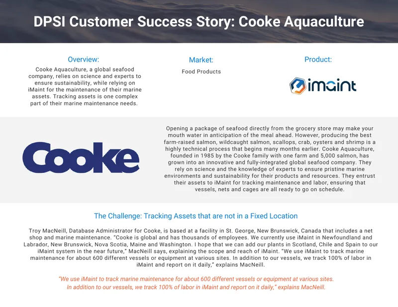 Cooke Aquaculture Maintenance Management Case Study