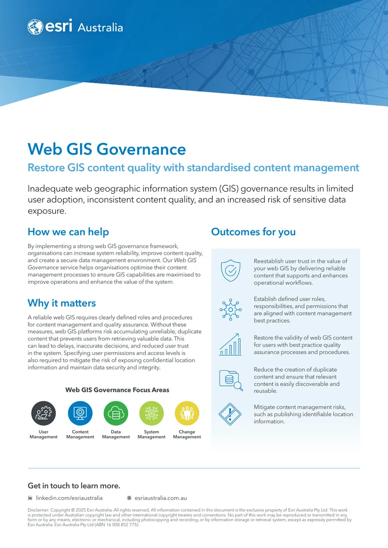 Web GIS Governance Framework Implementation Guide