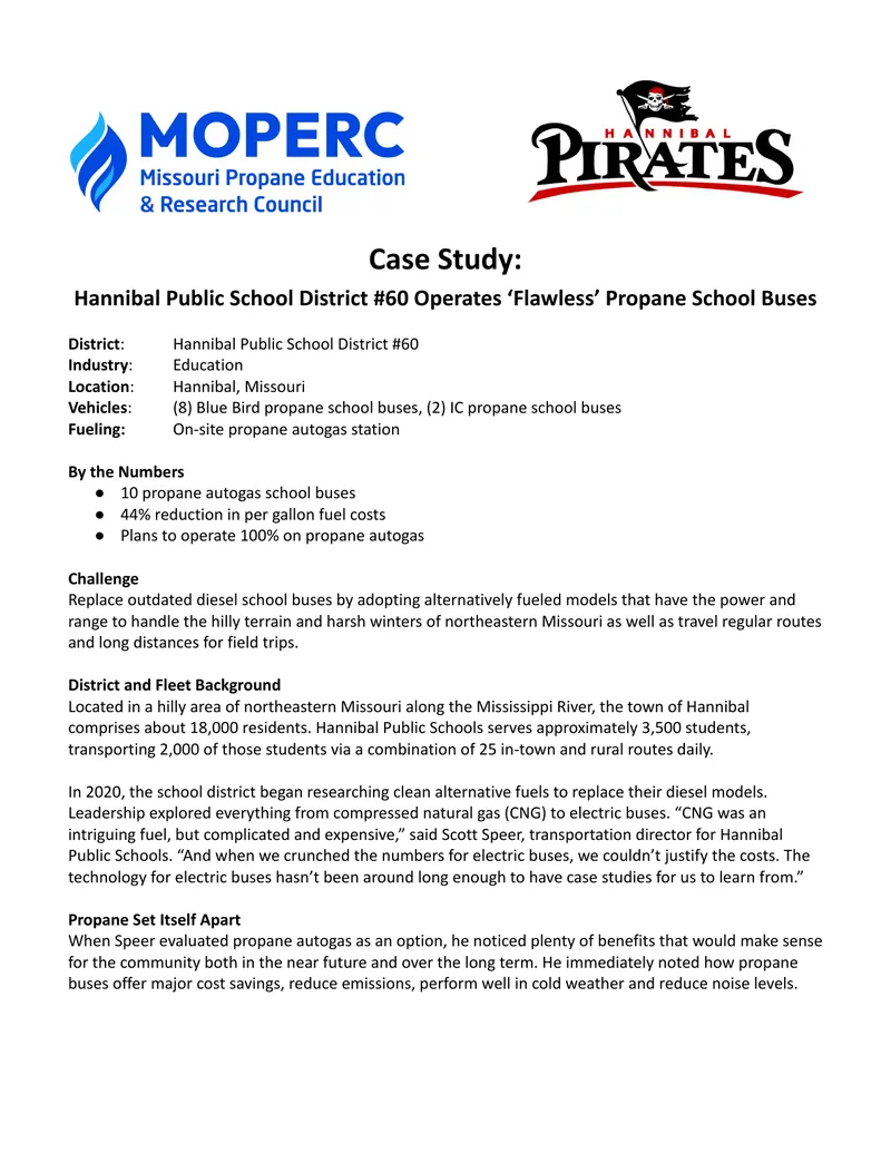 Hannibal Public School District Propane Bus Case Study