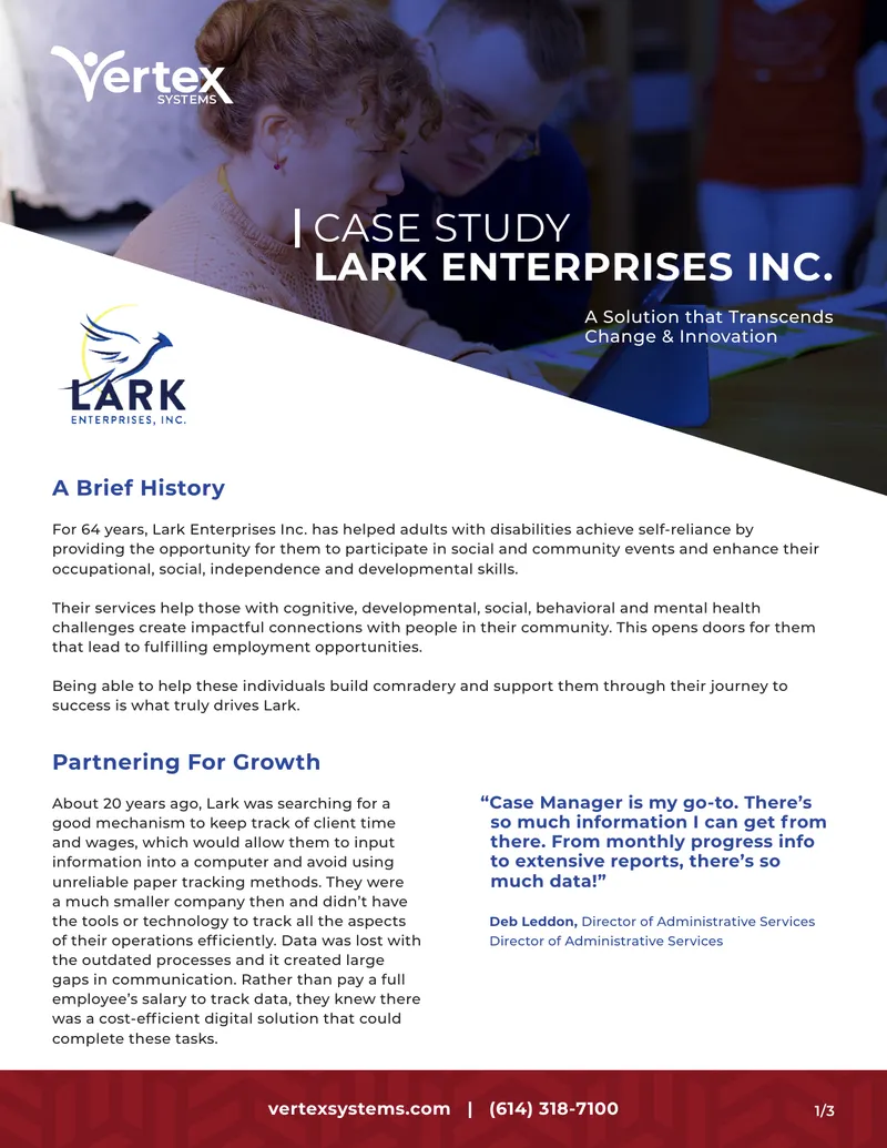 Lark Enterprises Inc. Case Study on Vertex Systems