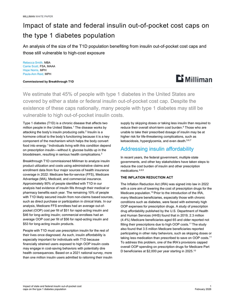 Impact of Insulin Cost Caps on Type 1 Diabetes Population