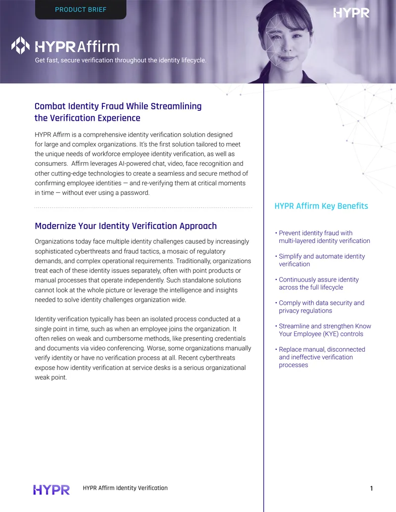 HYPR Affirm Identity Verification Solution Overview