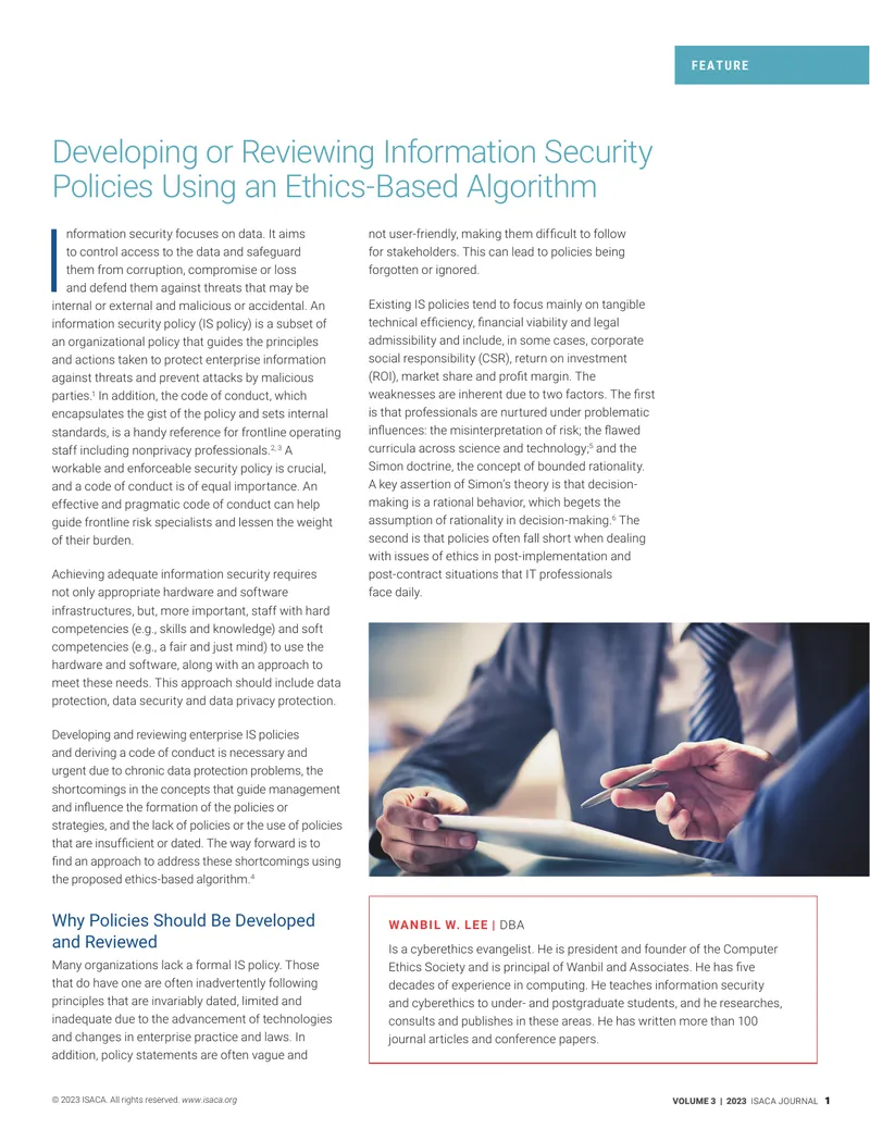 Developing Information Security Policies with Ethics-Based Algorithm
