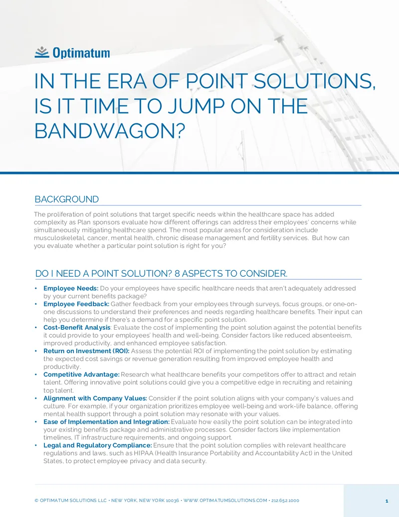 Evaluating Point Solutions in Healthcare Benefits