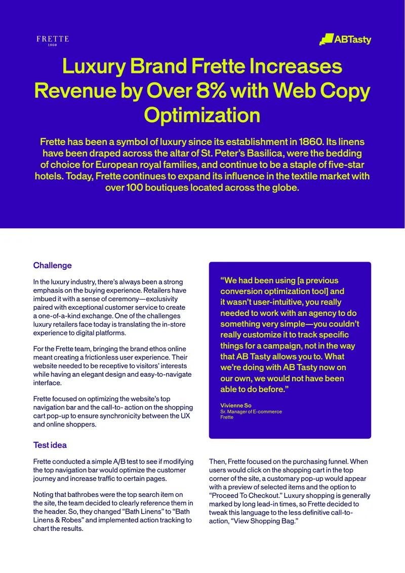 Frette Website Optimization Case Study