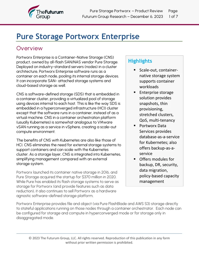 Pure Storage Portworx Enterprise Product Review