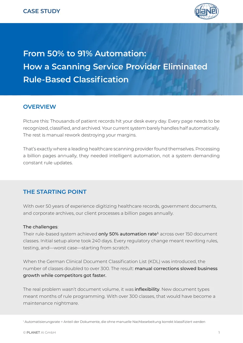 Rule-Free Records Classification for Scanning Service Provider