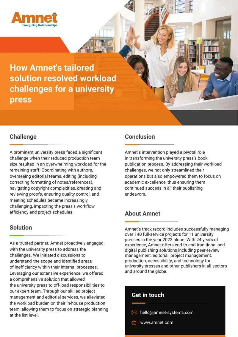 Amnet's Solution for University Press Workload Challenges