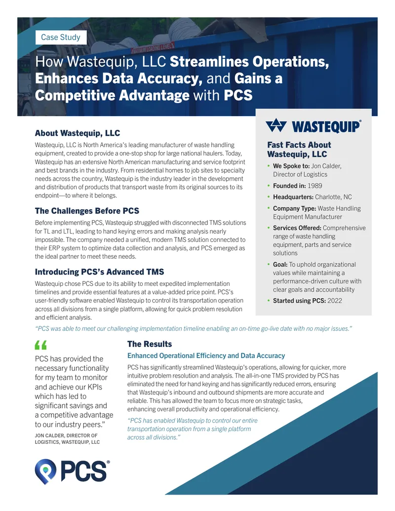 Wastequip LLC Case Study on PCS Implementation