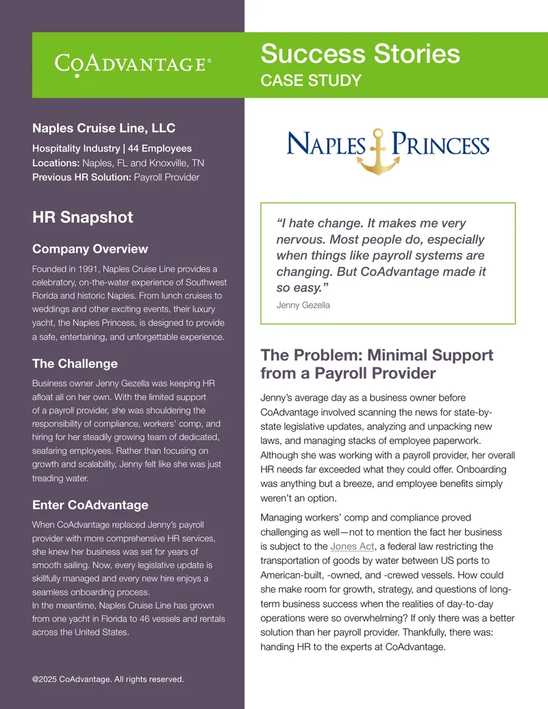 Naples Cruise Line Case Study with CoAdvantage