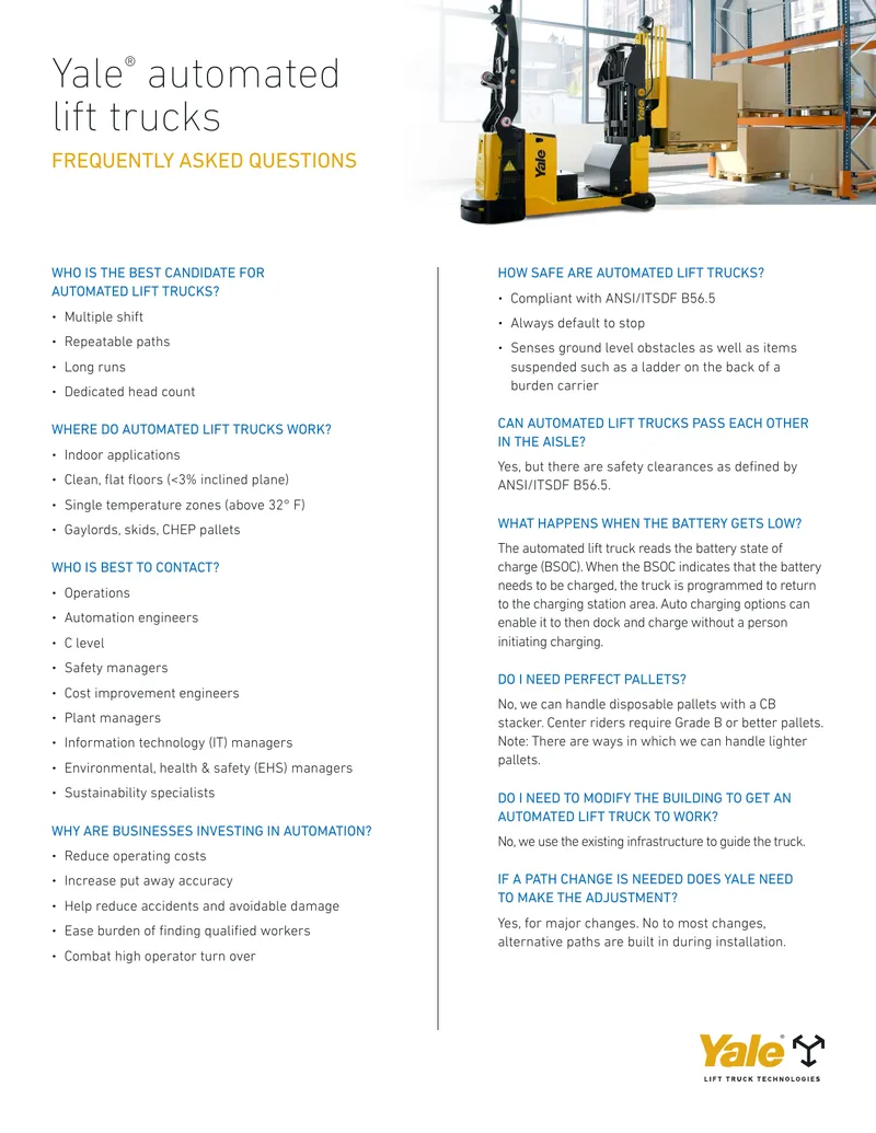Automated Lift Trucks Frequently Asked Questions