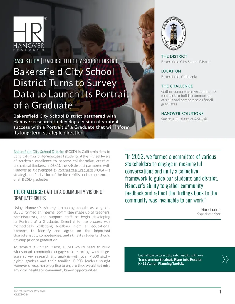 Bakersfield City School District Portrait of a Graduate Case Study