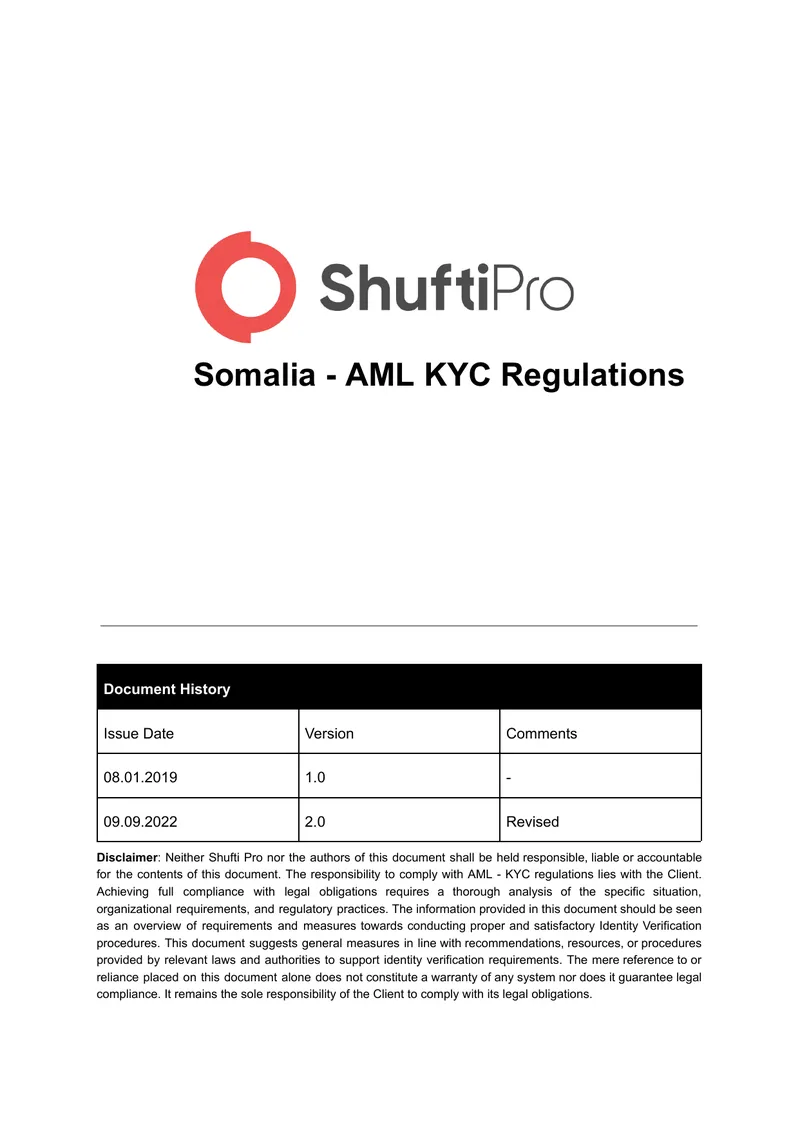 Somalia AML KYC Regulations Overview