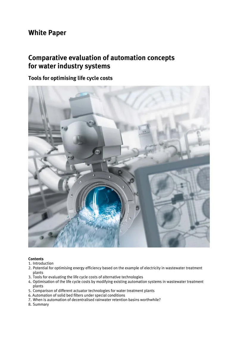 Comparative Evaluation of Automation Concepts for Water Industry Systems