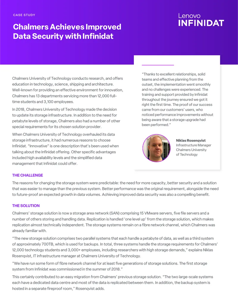 Chalmers University of Technology Storage Infrastructure Case Study