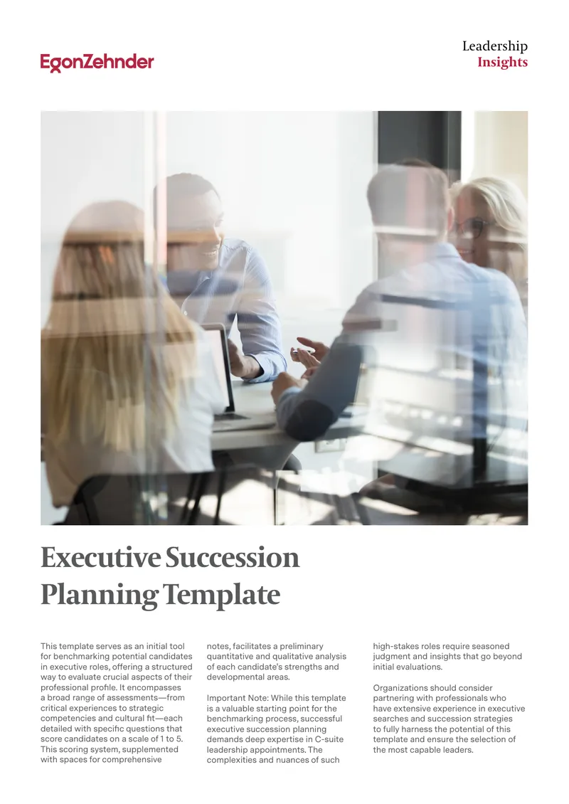Executive Succession Planning Template