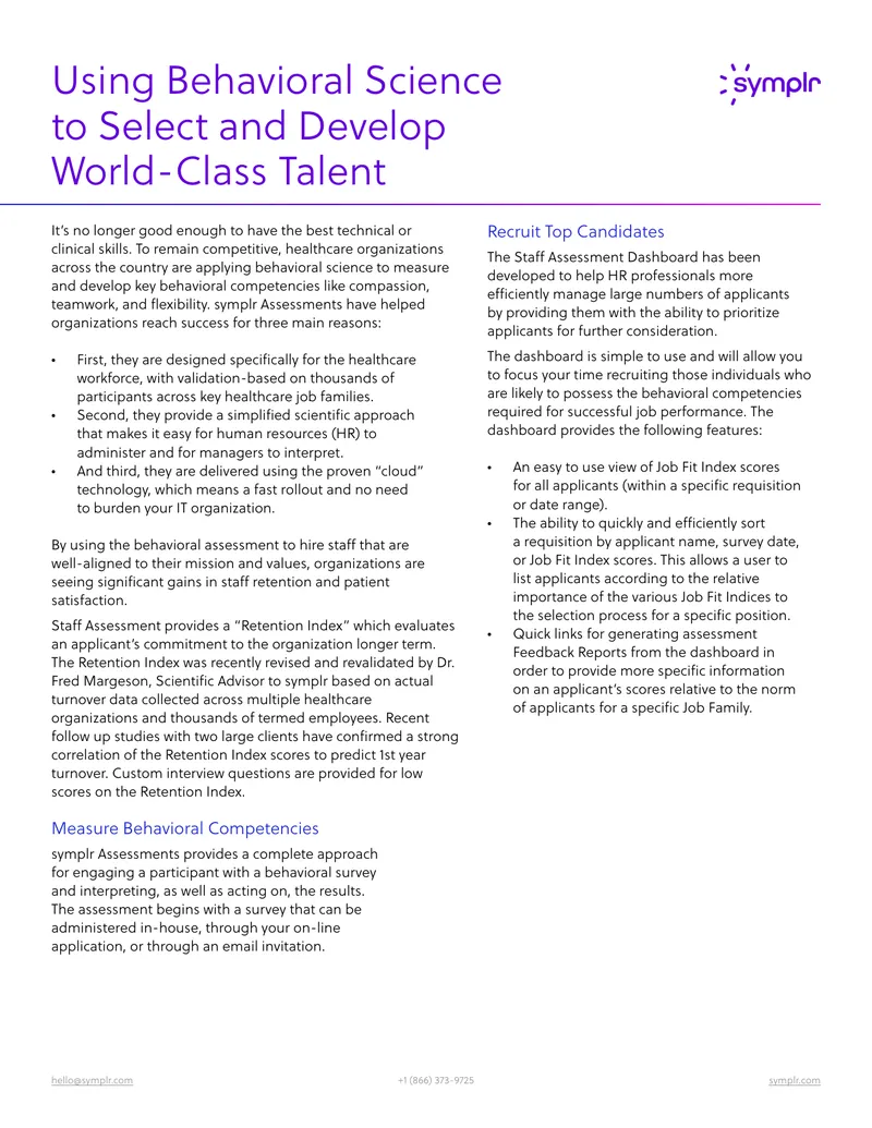 Using Behavioral Science to Select and Develop Talent