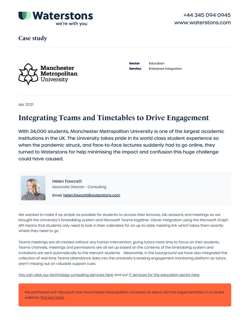 Integrating Teams and Timetables to Drive Engagement