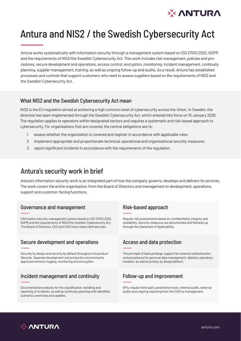 Antura Information Security Management Overview