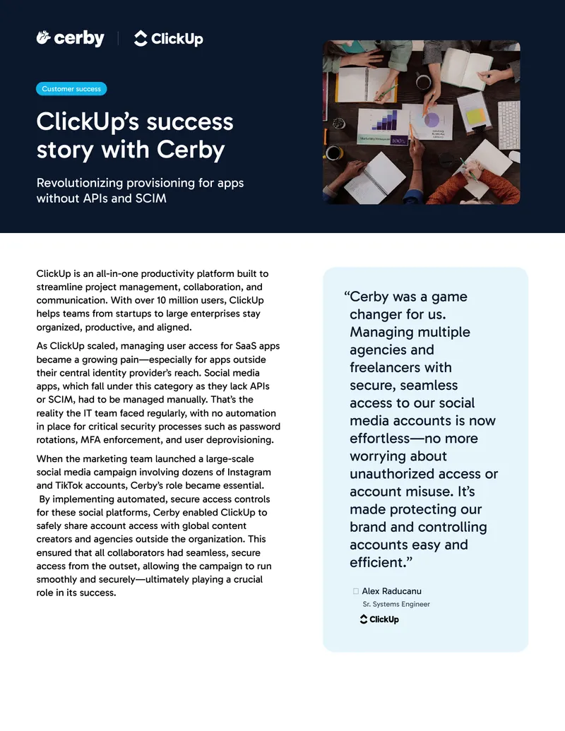 ClickUp and Cerby Integration for User Access Management
