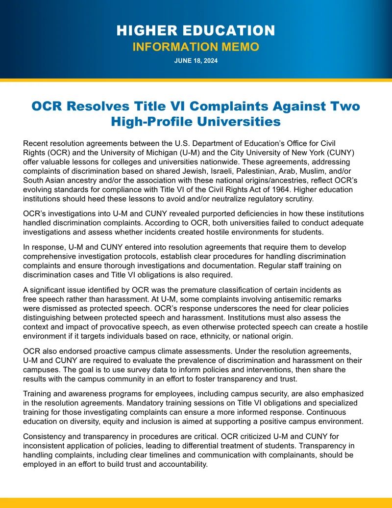 Title VI Compliance Resolution Agreements Overview
