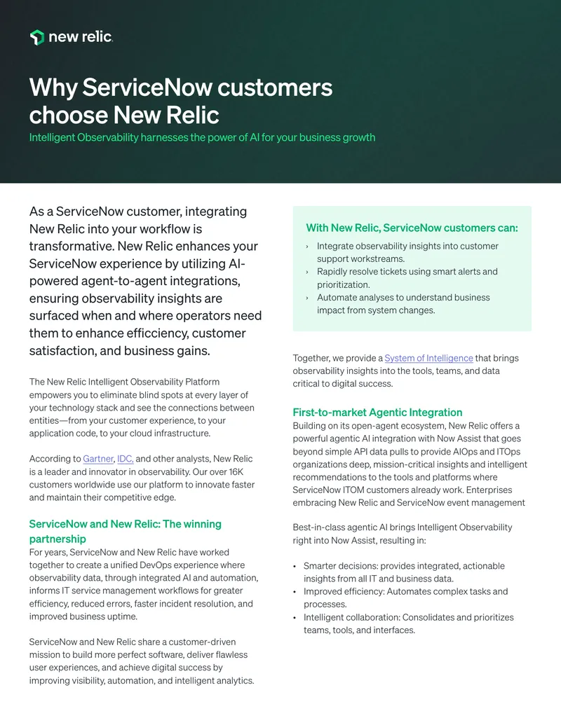 Integrating New Relic with ServiceNow for Enhanced Observability
