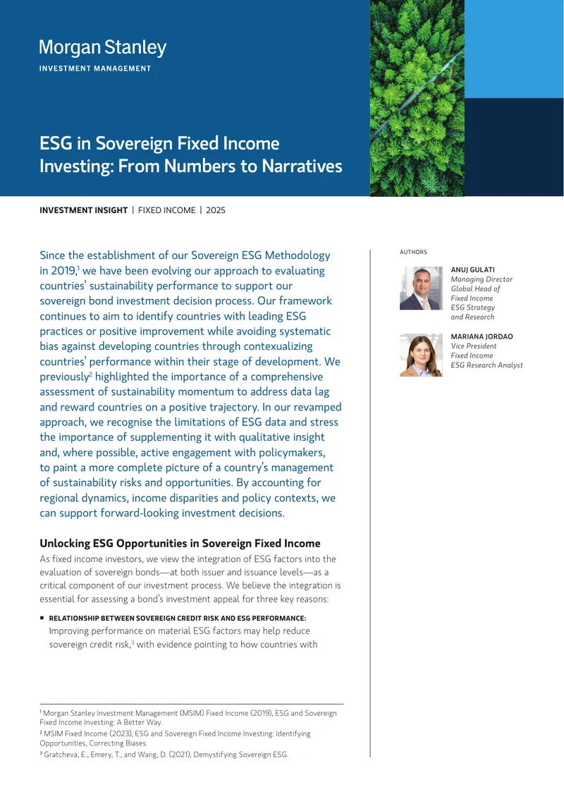 Sovereign ESG Methodology for Fixed Income Investment