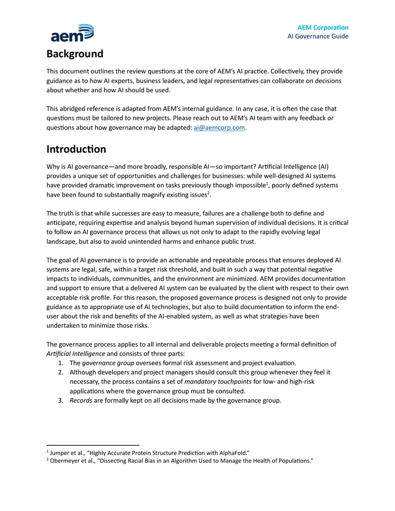AEM AI Governance Guide