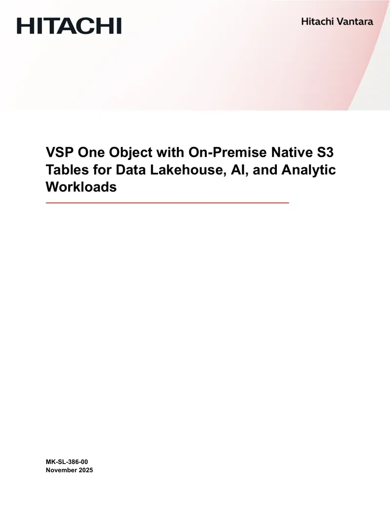 VSP One Object with On-Premise Native S3 Tables Overview