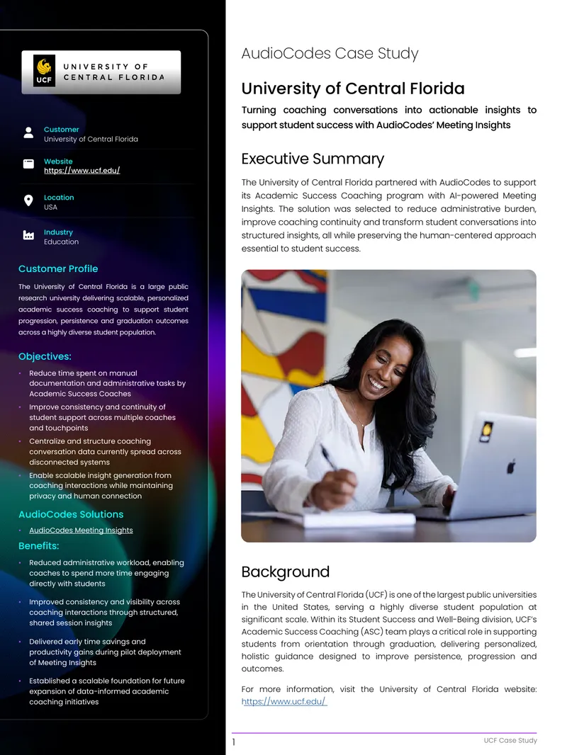 University of Central Florida Academic Success Coaching Case Study
