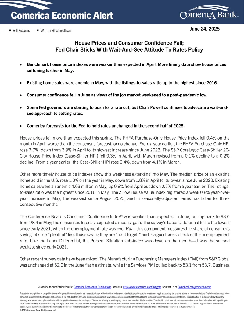 House Prices and Consumer Confidence Trends Report