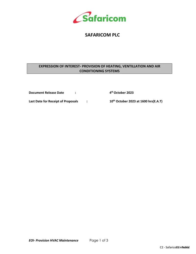 Expression of Interest for HVAC Maintenance Services