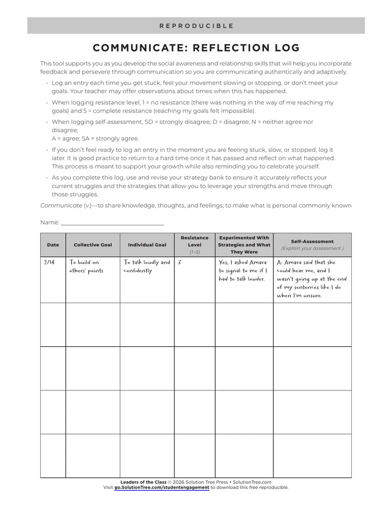 Communication Reflection Log Tool