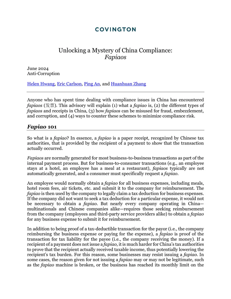 Understanding Fapiaos and Compliance in China