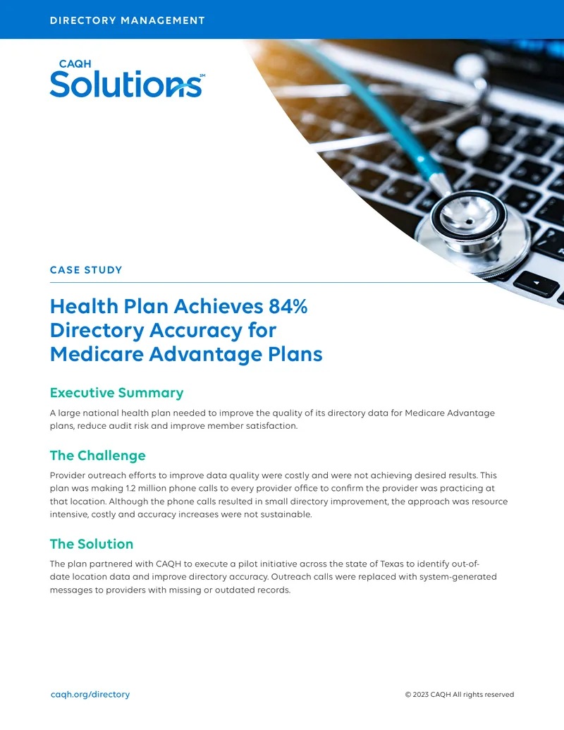 Health Plan Directory Accuracy Improvement Case Study