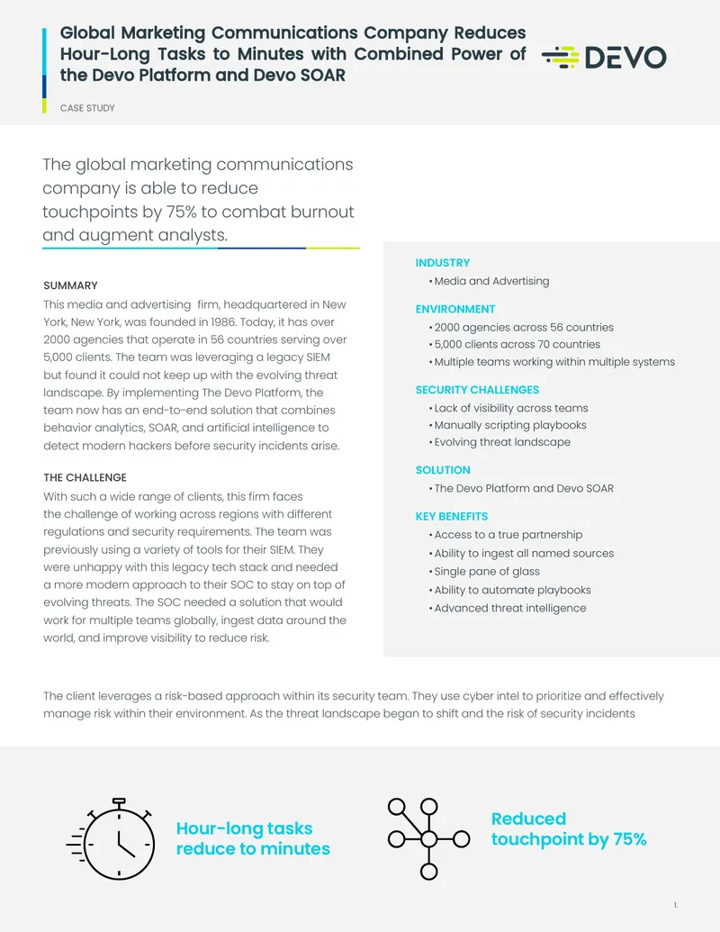 Global Marketing Communications Company Enhances Security Operations