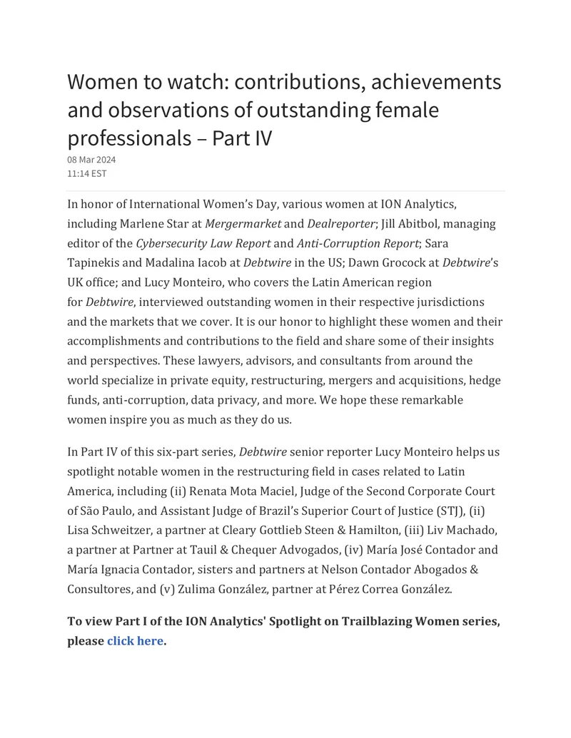 Spotlight on Notable Women in Restructuring