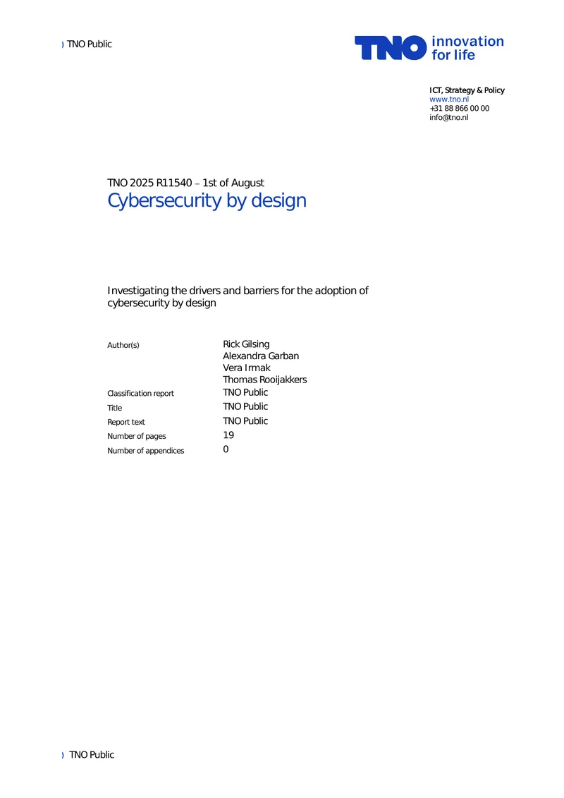 Drivers and Barriers for Cybersecurity by Design