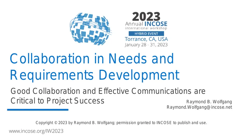 Collaboration in Needs and Requirements Development