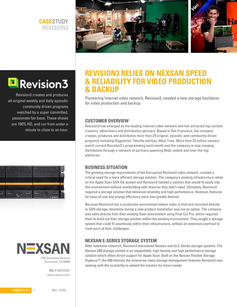 Revision3 Utilizes Nexsan E-Series for Video Production