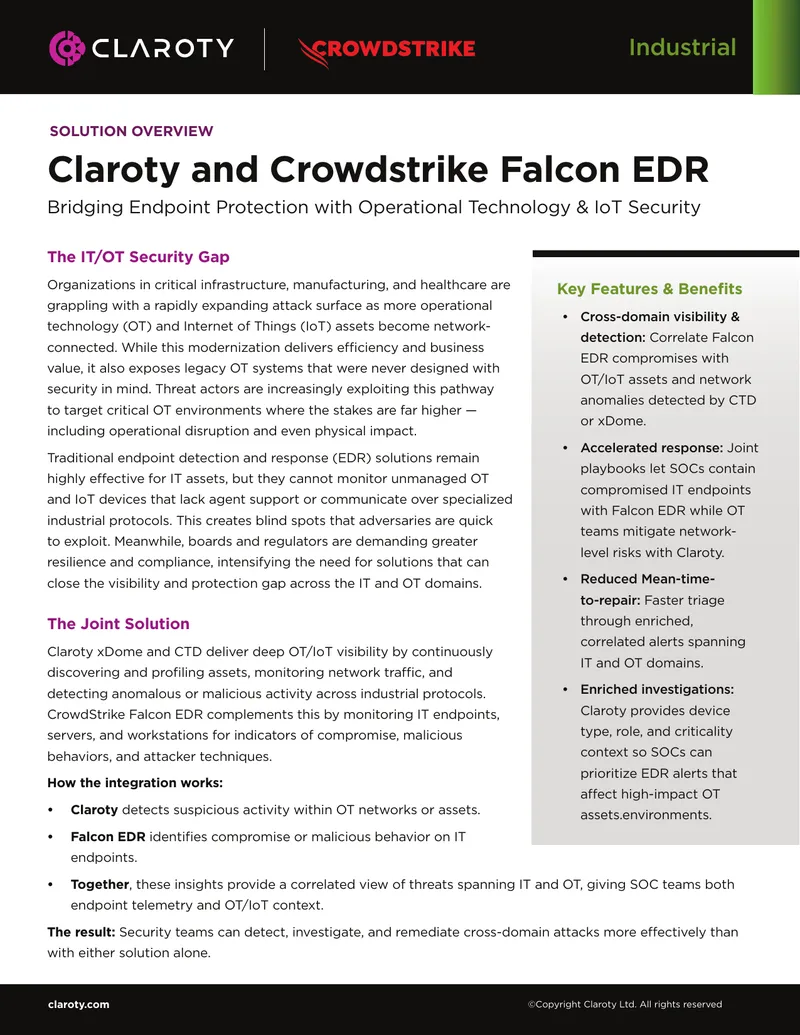 Bridging IT and OT Security with Claroty and CrowdStrike