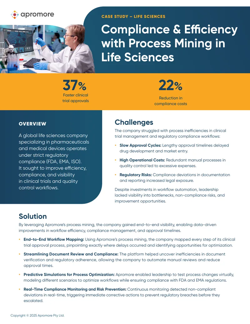 Compliance and Efficiency with Process Mining in Life Sciences