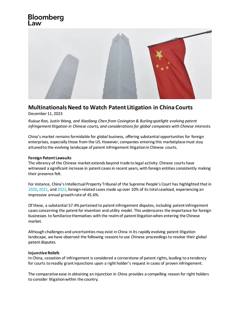 Patent Litigation Trends in Chinese Courts