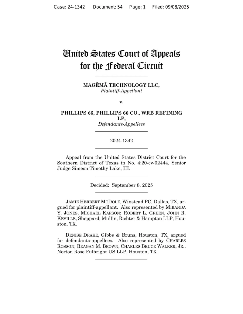 Magēmā Technology LLC v. Phillips 66 Court Case Analysis