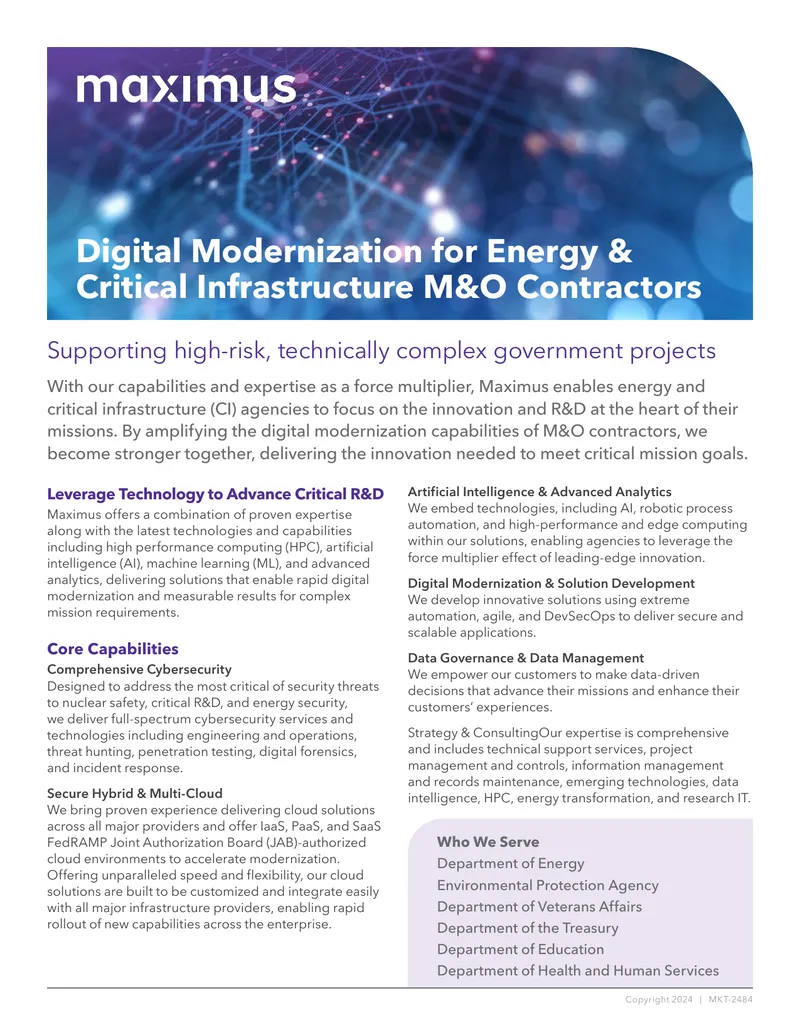 Digital Modernization Solutions for Energy and Critical Infrastructure