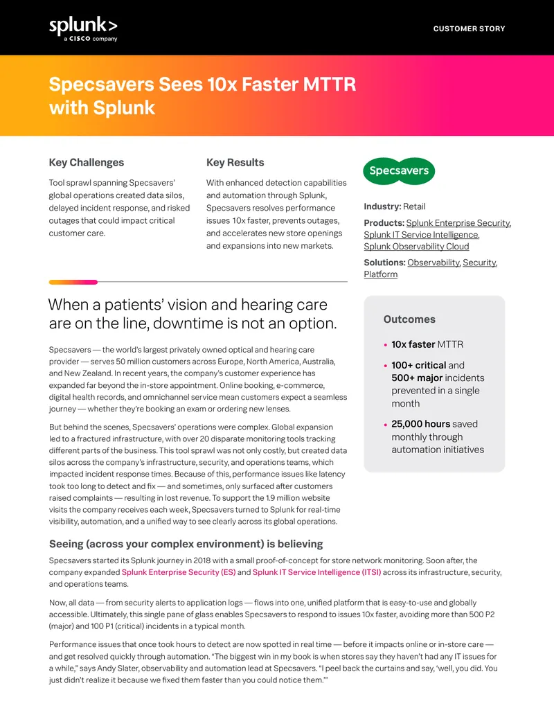 Specsavers Enhances Incident Response with Splunk