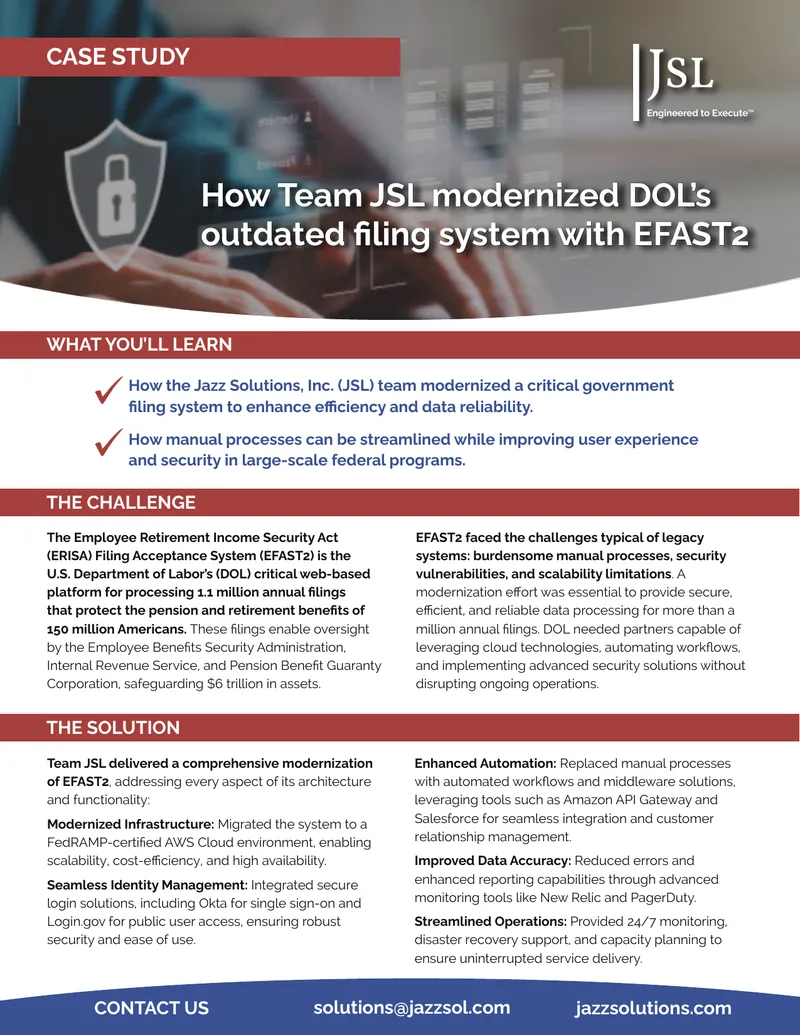 Modernization of DOL's EFAST2 Filing System