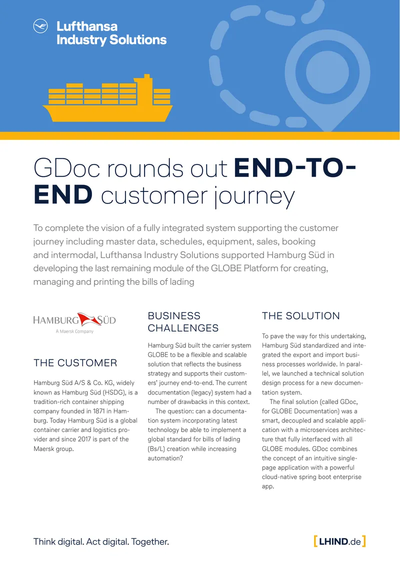 GDoc Implementation for Hamburg Süd Container Shipping
