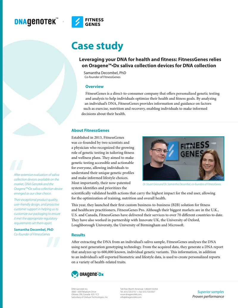 FitnessGenes Case Study on DNA Testing Solutions