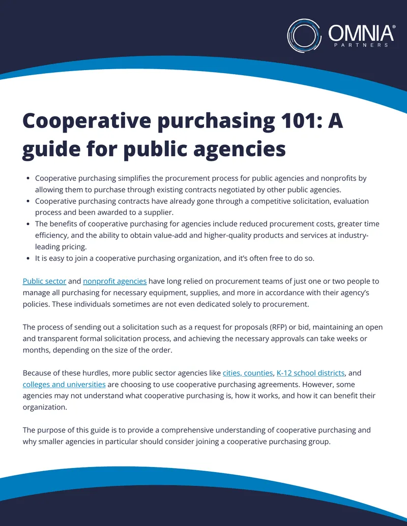 Cooperative Purchasing Guide for Public Agencies